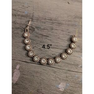 Vintage Style Rose Gold Tone Crystal Bezel Milgrain Tennis Bracelet Clear Stone